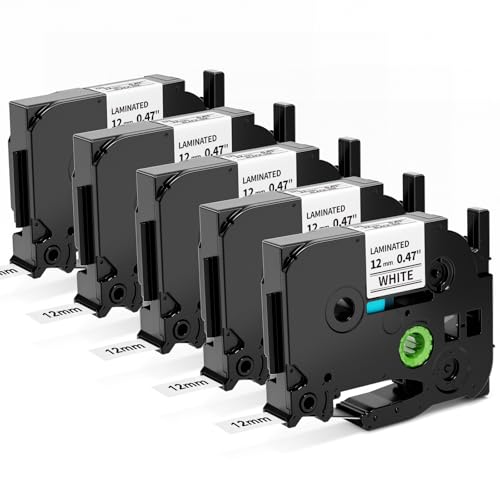 5 X Aken Compatible con Brother TZe-231 12mm, Cinta P-Touch Etiqueta TZe231, Label Tape Cassette 12mm para Etiquetadora Brother P-Touch H100 E110VP H110 H100LB P710BT D410 1005 H105