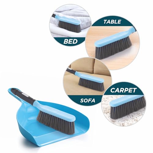 Image of Homeor Dustpan with Multi-Purpose Dusting Brush, Dust Pan Set, Brust Set for Cleaning, Cleaning Combo Set, Portable & Easy to Store, Blue