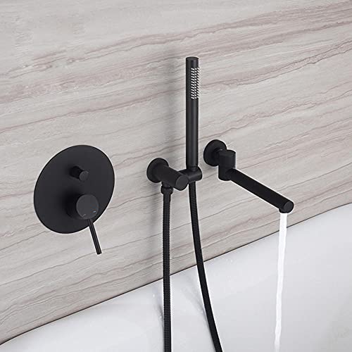 Robinet de baignoire cascade mural noir 90 mitigeur rotatif multifonction et douchette