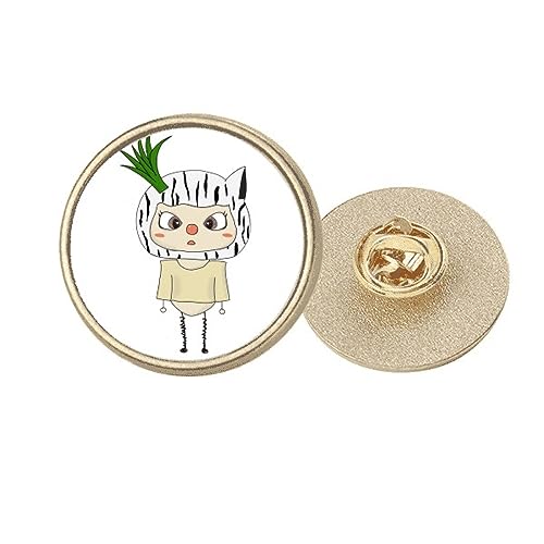 Broche ronde en métal doré avec motif animal noir, accessoire idéal pour votre manteau d'hiver