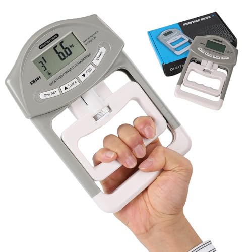 Grip Strength Tester - Hand Strengthening Device With Precision Sensors & Adjustable Handle - Hand Dynamometer Fits Most Hands - 90 Kgs/198 Lbs. Max Power Reading - For Home - Sports - Rehab & Clinical Use