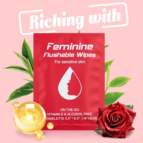 Feminine Wipes Individually Wrapped,Flushable Wipes Travel for Women,Feminine Care Wet Wipes Travel Size Vaginal Wipes for Adult,Girl and Homeless 100