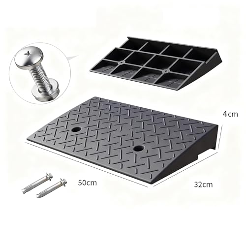 Rampas portátiles de caucho-plástico, 50x32x8 cm para sillas de ruedas, scooters eléctricos miniatura 5