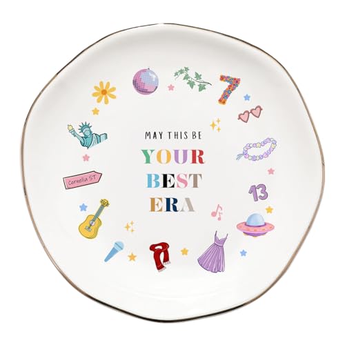 Bzelkry May This Be Your Best Era Ceramic Ring Dish, Jewelry Tray Birthday Christmas Gift for Girls Woman Mom Sisters Friends