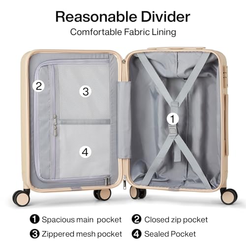 20 Inch Carry On Luggage - Airline Approved Hard Shell Suitcase for Women and Men