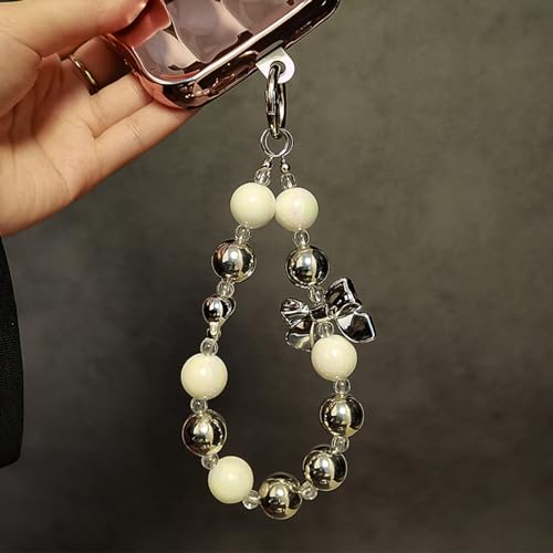 [EZ PEACH] ストラップ スマホ パールチェーン 落下防止 携帯ストラップ ハンドストラップ 女の子 吊り下げペンダント装飾 持ち手 ビーズ持ち手 取っ手 ビーズストラップ 交換用バッグチェーン 可愛い レディース バッグ小物 (G)