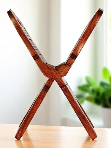 Image of Ani Divine Handcrafted Sheesham Wood Book Holder 12 Inch Rehal for Shiv Puran Path, Geeta, Quran, Bible