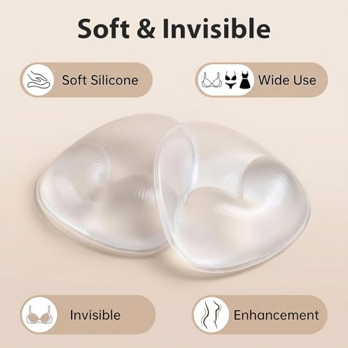 Image of ericotry 1 Pair Silicone Bra Inserts Waterproof Breast Enhancers Triangle Push Up Booster Pads for Swimsuit and Bikini (Transparent)