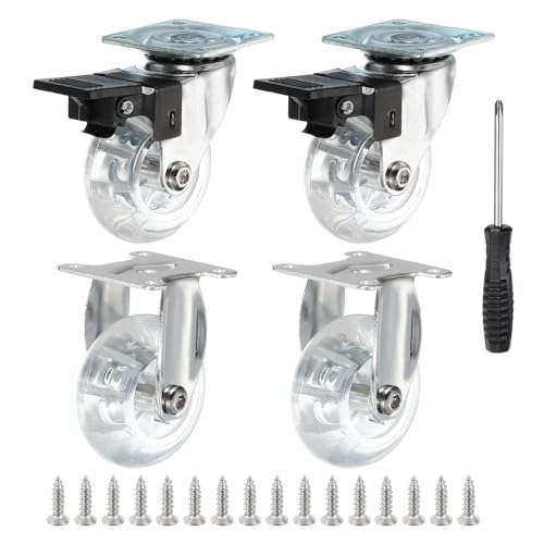 Roulettes de meubles PATIKIL pivotantes et fixes avec frein et vis de 5,1 cm x2