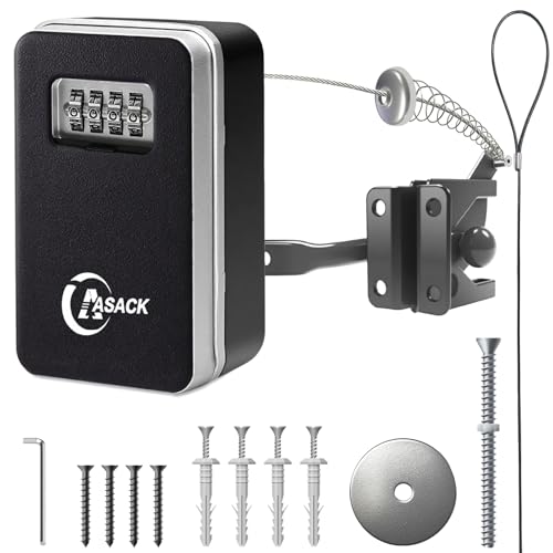 Gartentor Schloss,Torriegel – Sicherer schlüsselloser Riegel mit 2-Wege-Zugang, Metall-, Holz- und Vinylzaun, 2 Installationsmethoden für Sichtschutzzäune, Außenzäune, Holzzäune (schwarz)