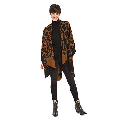 MIMOSITO Women's Shawl Wrap Poncho Ruana Cape Cardigan Sweater Open Front for Fall Winter2