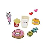 Hongma Aufnäher Bügelbild Pommes Ananas Getränk Hamburger Herz Donut Applikation MEHRWEG