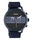 Oozoo Herrenuhr Chrono Look mit Milanaiseband 50 MM Blau/Schwarz C10511