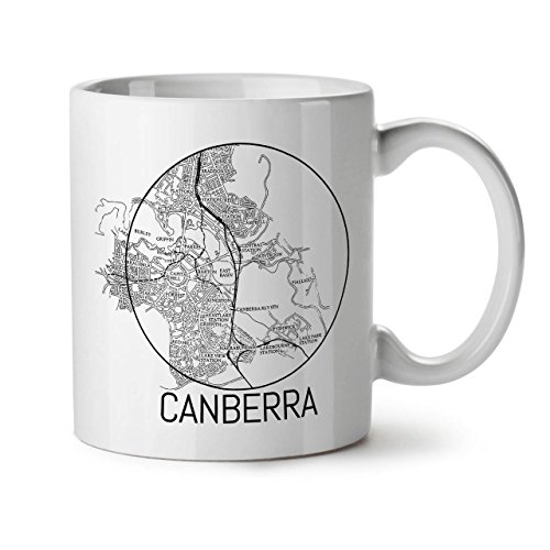 Wellcoda Canberra City Map Fashion Ceramic Mug, Big Cup - Large, Easy-Grip Handle, Two Side Print, Ideal for Coffee & Tea Drinkers, Made