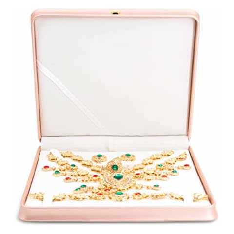 DECWXON Jewelry Set Box PU Leather Necklace Boxes for Jewelry Gift Boxes Ring,Pendant,Earring,Bracelet Jewellery Display Case for Home,Shopping Malls, Exhibition,Travel.(Pink) Cover