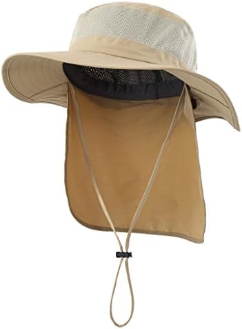 Home Prefer Mens Fishing Hat with Neck Protection UPF 50+ Sun Bucket Hat for Outdoor Hunting Gardening Khaki