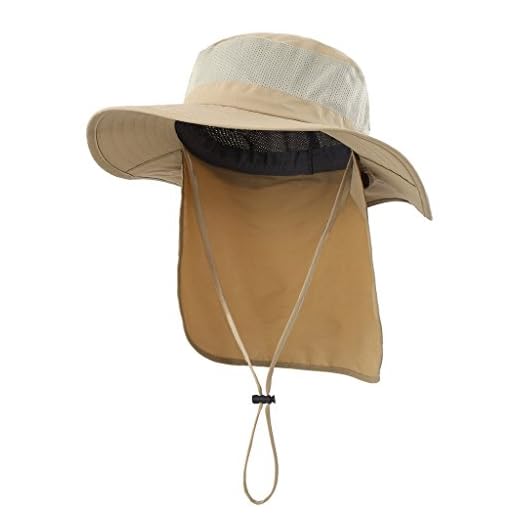 Home Prefer Mens Fishing Hat with Neck Protection UPF 50+ Sun Bucket Hat for Outdoor Hunting Gardening Khaki