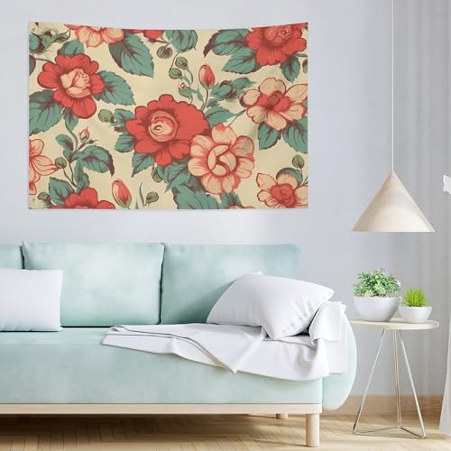 Drapeau floral rétro 119x177 cm en polyester avec 4 œillets pour décoration - 3