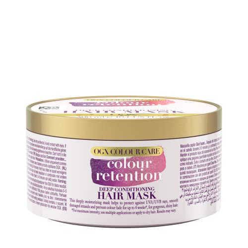 OGX Colour Care Deep Conditioning Hair Mask hydraterend haarmasker met UVA/UVB-bescherming beschermende haarkuur voor gekleurd haar rijk haarverzorgingsmasker (300 ml)