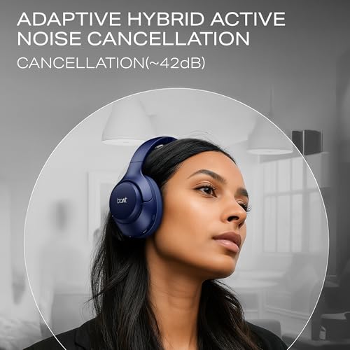 Image of Boat Rockerz 551 ANC Pro(2025 Launch),42Db Adaptive Hybrid,App Support,72Hrs Battery,40Mm Titanium Drivers,Enx Tech,Foldable Cups Bluetooth Over Ear Headphones,Wireless Headphone with Mic(Bold Blue)