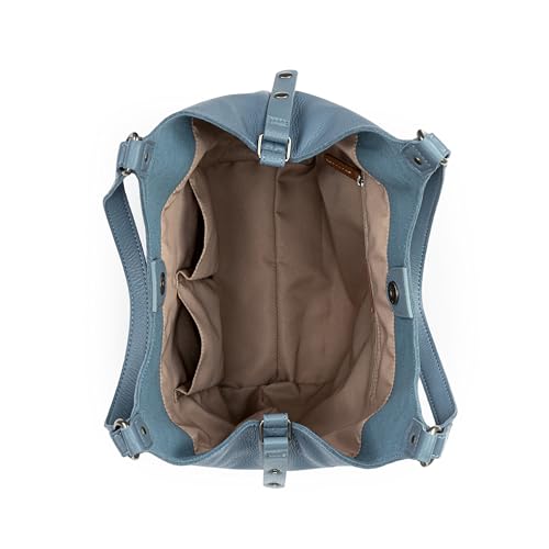 The Sak Roma Shopper in Leather, Double Shoulder Straps, Maritime2