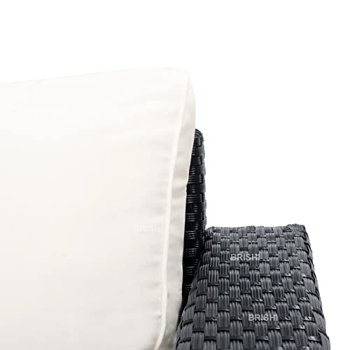 Image of Amazon Brand - Solimo Solara Outdoor 4 Seater Sofa Set | Balcony Sofa | Patio Furniture Sets | Conversation Sets | Wicker | Garden | Balcony (Black-White)