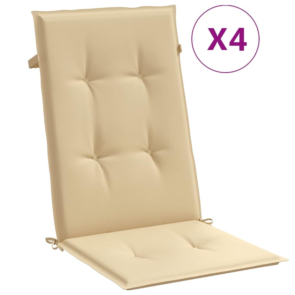 ShGaxin Cojines Silla Respaldo Alto 4 uds Tela Beige Melange 120x50x4cm, Cojines para Butacas De Jardin, Cojines Sillas Cocina, Cojines para Sillas De Terraza, Cojin Silla Exterior - 4002422