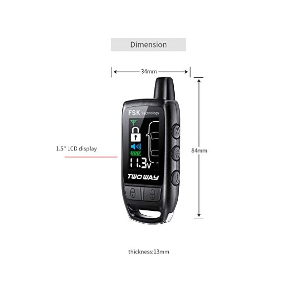 EASYGUARD EC206-B 2 Way car Alarm System with Rechargeable LCD Pager Vibration Alarm Warning Remote Trunk Release keyless Entry 868Mhz DC12V - Image 6