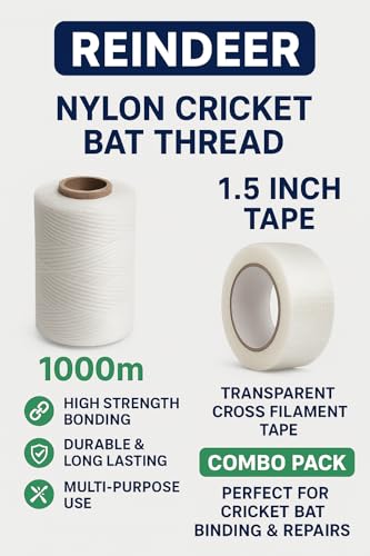 image for SANCTIFIED Reindeer White Nylon Cricket Bat Thread 1000 Meter with 1.5