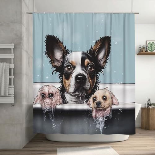 Rideau de douche chien lavable et imperméable pour une salle de bain moderne