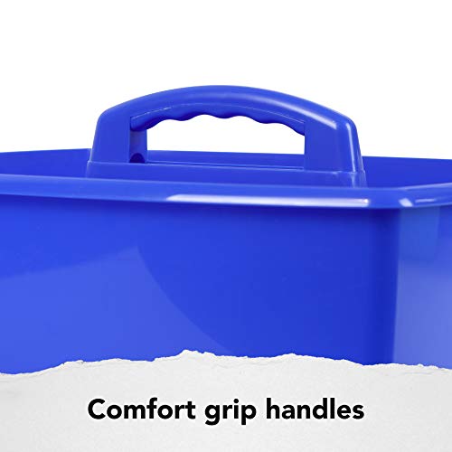 Storex 2-Compartment Large Caddy – Multipurpose Classroom Organizer with Handle, Blue, 6-Pack (00953U06C)
