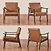 Yaheetech PU Leather Accent Chair, Mid-Century Modern Armchair with Solid Wood Legs, Reading Leisure Chair with High Back for Living Room Bedroom Waiting Room, Set of 2, Brown