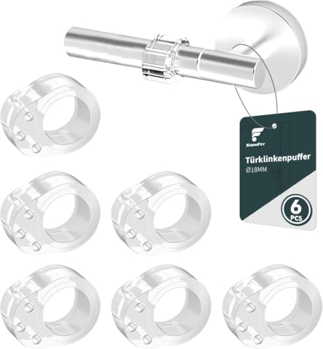 shinfly 6er Set Türstopper Klinke Transparente PVC Türklinkenpuffer Hochelastische Door Stopper Wände und Türgriff Schutz Ø18mm Geeignet für Ø17mm-Ø20mm Türgriffe