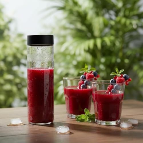 Image of CROCO JAR Wide Mouth Glass Water Bottle with Leak-Proof Airtight Double Layer Stainless Steel Lid for Water, Smoothie, Juices (750ML BLACK PK2)