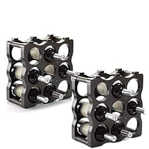 Pack de 2 Botelleros Modulares para 9 Botellas Cada 1, Color Aleatorio, Soporte de plástico apilable para Botellas de Vino, champán, estantería, Organizador de Bebidas. (34,5 x 35,5 x 17 cm)