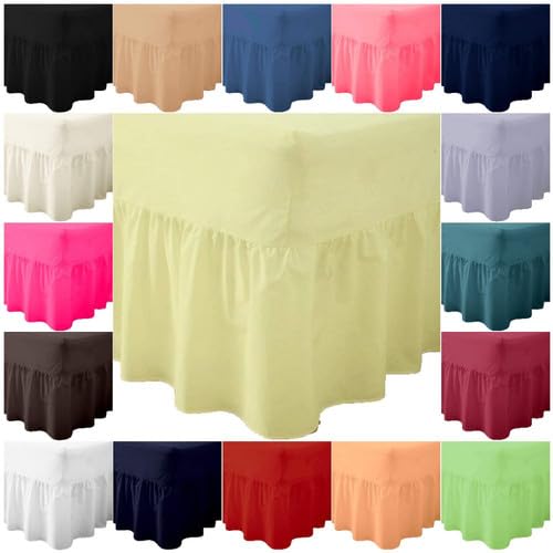 30CM Frill Drop Plain Dye Frilled Fitted Valance Sheet Super King Size Bed Skirt Plum Non Iron Poly Cotton Fitted Valance Bed Sheets 25CM Deep Fit