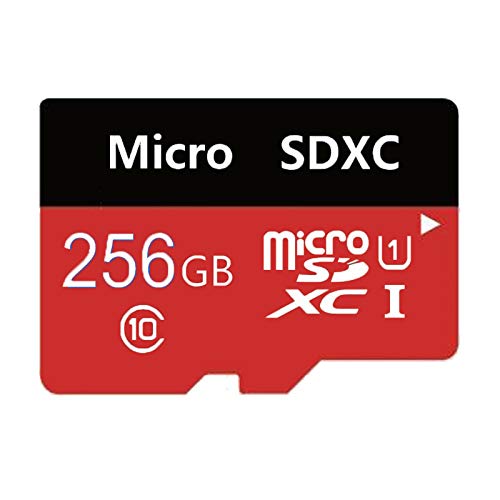 Mirco Tarjeta SD Clase 10 UHS-1 Micro SDXC Tarjeta de memoria con adaptador SD (256 GB), color rojo