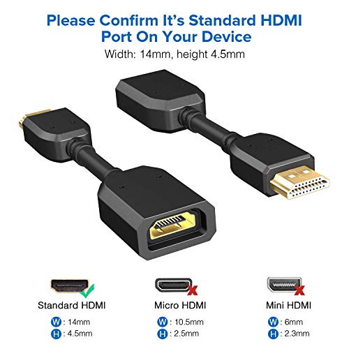 Image of FEDUS HDMI Male to Female Adapter, Connector, Jointer, Extension Cable Small, Coupler 4.5 Inch 10cm Pack of 1