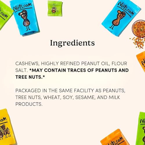 Image of Nuts com - Roasted Cashews (Salted Single Serve) - Creamy & Savory Flavor, Healthy Snack for Adults & Kids, Good Source of Protein, Fiber, Calcium, Iron & Healthy Fats - Vegan & Gluten-Free - 24 Pack