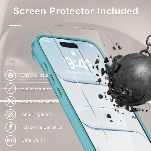 Image of YENAPOON for iPhone Air Case, Matte Magnetic Phone Cover [with 1 Screen Protector] [Support for MagSafe] [Shockproof Military Grade Protection] Translucent Frosted Back, Light Blue