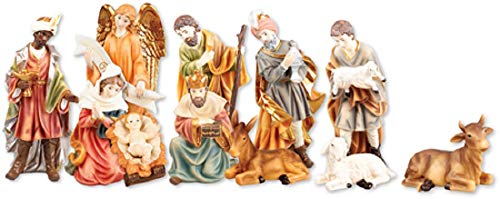 The Healing Corner Christmas Nativity Set Traditional Xmas Scene 11 figures 3 1/2 Multicolour Christmas Ornament Made in Italy