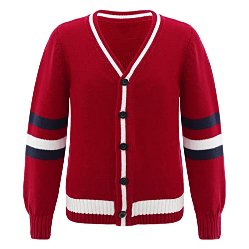 Unisex Kids Long Sleeve Button Down Knit Cardigan School Uniform Outerwear Autumn Coat Casual Wear3