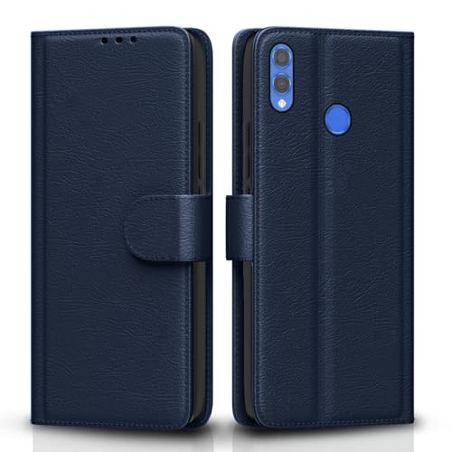 Image of Pikkme Honor 8X Flip Case Leather Finish | Inside TPU with Card Pockets | Wallet Stand and Shock Proof | Magnetic Closing | Complete Protection Flip Cover for Honor 8X (Blue)