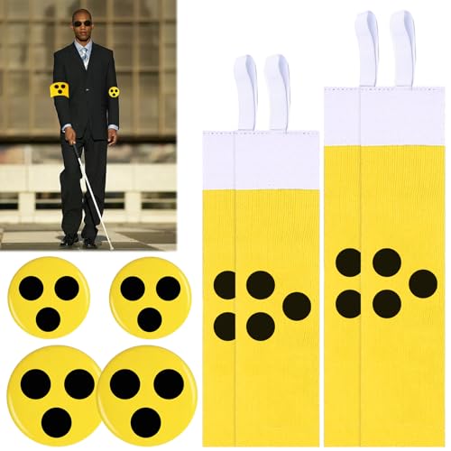 LEKEFETO Lot de 8 serviettes pour aveugles : brassard aveugle avec points d'aveugle, bandage pour bras pour malvoyants