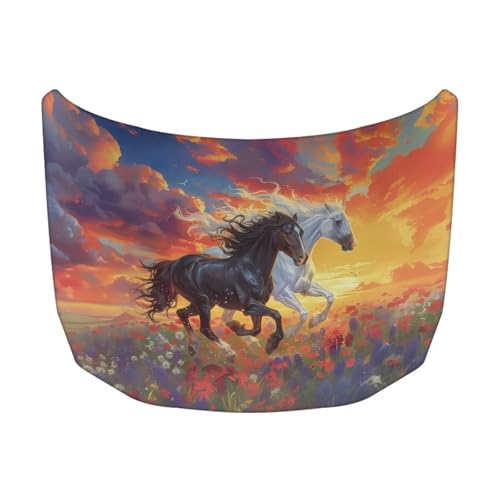 Image of Black Horse Hood Covers for Cars, an All-Weather Waterproof Car Cover with a Windshield Snow Cover for Cars, Trucks, and Vans