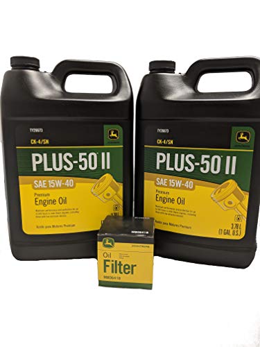 John Deere Original Equipment Oil Change Kit Filter and Oil - (1) M806418 + (2) Gallons 15W-40