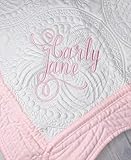MotivPrint Personalized Baby Blanket Quilt With Name, Lightweight Embroidered Name Date Custom Baby Blankets For Girls Boys, Monogrammed Baby Gifts, New Baby Gift (Monogram 03)