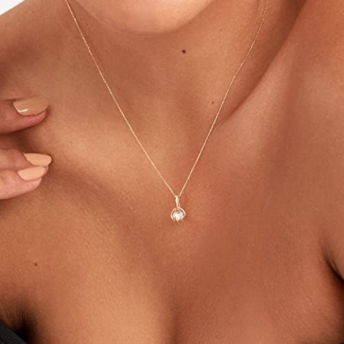 14K Solid Gold Caged Ball Necklace | 14K Yellow Gold Necklaces For Women | Round Pendant Necklace | Delicate Solitaire Jewelry | Gifts For Christmas, 18" #TOP1