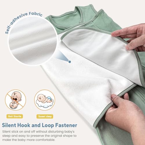 Image of ZIGJOY Sleep Sack Swaddle 1.0 TOG Baby Wearable Blanket 100% Cotton Baby Swaddle Blanket for Newborns 6-12 Months for Boy Girl, Green