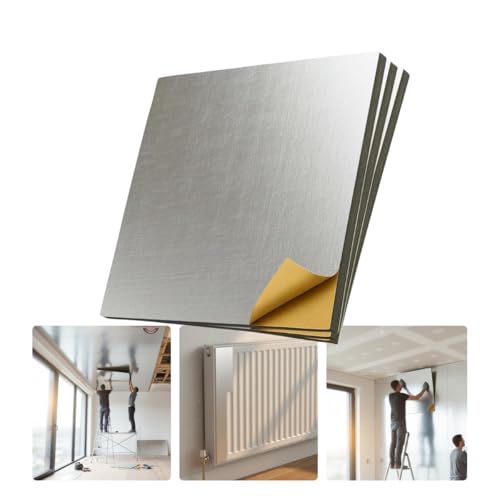 Aislante térmico y acústico autoadhesivo para el hogar | Ideal para ventanas, paredes, techos y radiadores | Reduce ruido, vibraciones, frío y calor | Aluminio resistente de 10 mm | 100×50 cm | (1)